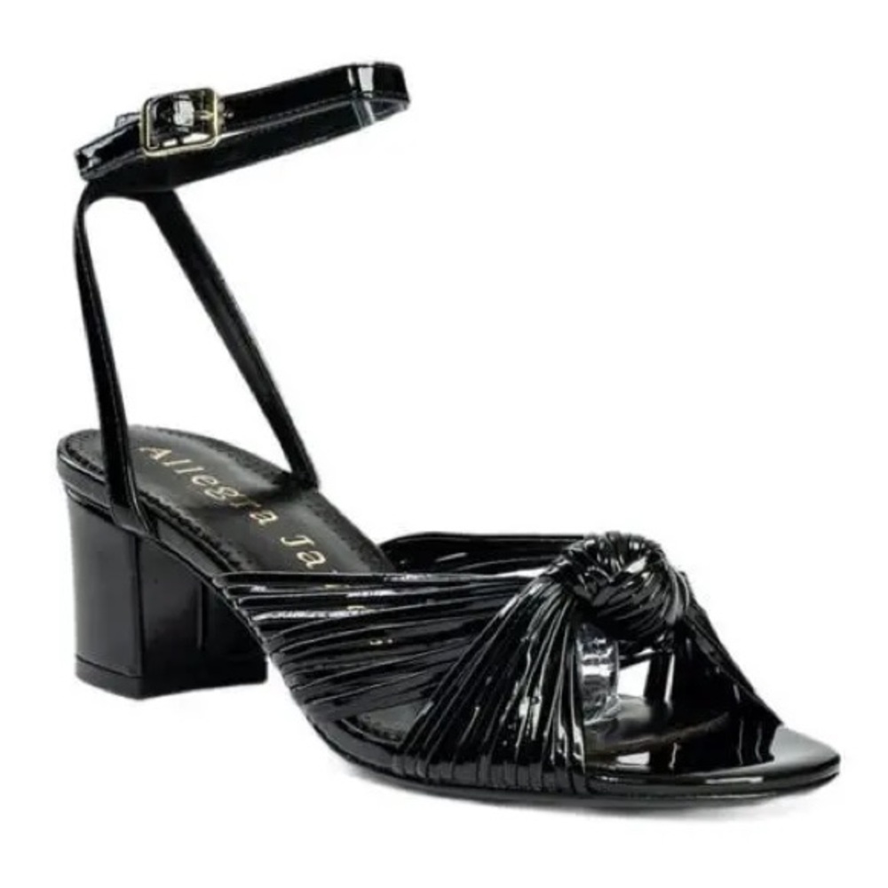 NEW Allegra James Black Leather Layla Knot Sandals Size 9
